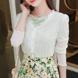 Lettuce-edge Sheer Cardigan