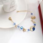 Alloy Mt Fuji & Star Faux Crystal Bracelet 1 Pc - Bracelet - Blue & Gold - One Size