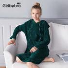 Letter Embroidered Ribbed Sleep Dress
