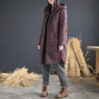 Hooded Quilted Buttoned Coat