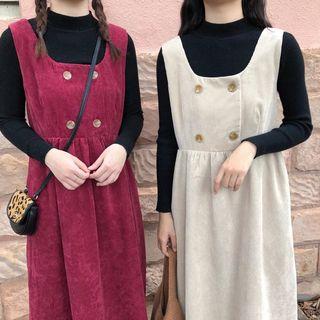 Long-sleeve Mock-neck Top / A-line Midi Jumper Dress