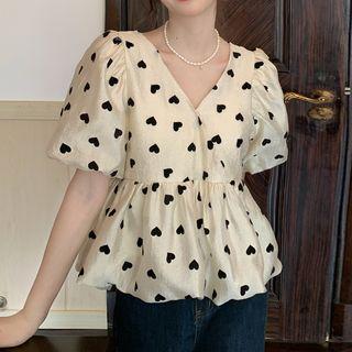 Short-sleeve Heart Top Almond - One Size
