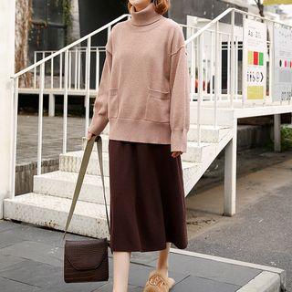 Set: Turtleneck Sweater + Midi Skirt