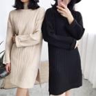 Long-sleeve Turtleneck Knit Mini Dress