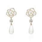 Flower Alloy Faux Pearl Drop Earring 1 Pair - Gold - Silver Stud - One Size