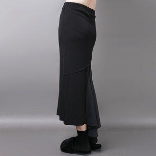 High-waist Chiffon Panel Midi Skirt