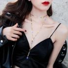 Rhinestone Alloy Y Choker Necklace As Shown In Figure - One Size