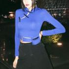 Frog Button Long-sleeve Cropped Top