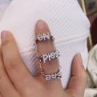 Lettering Chained Layered Alloy Ring 1pc - Silver - One Size