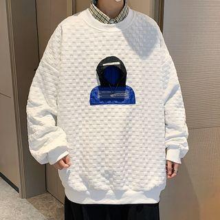 Print Waffle Sweatshirt