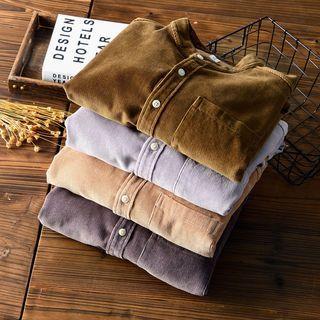 Round Neck Corduroy Fleece Lined Shirt