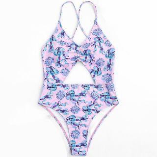 Floral Print Cut Out Swimsuit
