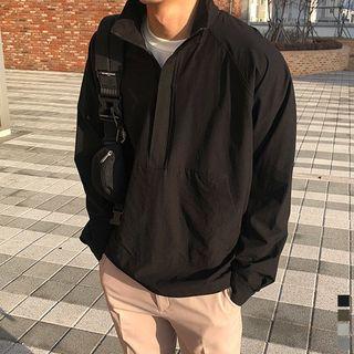 Raglan-sleeve Kangaroo-pocket Anorak Pullover