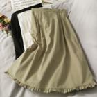 Ruffled-hem A-line Midi Skirt