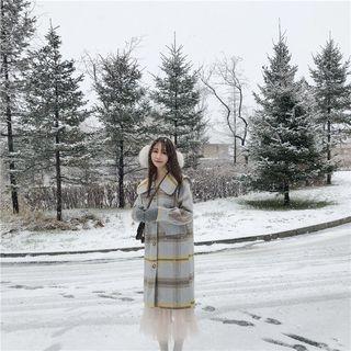 Single Breasted Plaid Coat As Shown In Figure - One Size