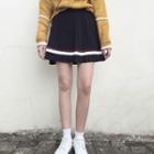 Contrast Stripe Pleated Knit A-line Skirt