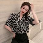 Short-sleeve Single Breasted Zebra Printed Blazer