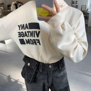 Turtle-neck Printed Fleece-lined Sweatshirt