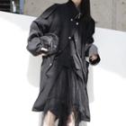 Mock Two-piece Trench Coat Black - One Size
