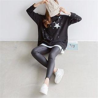 Star Print Paint-splatter Sweatshirt