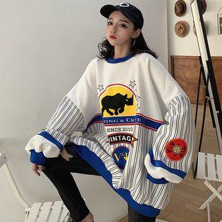 Oversized Printed Sweatshirt White - One Size
