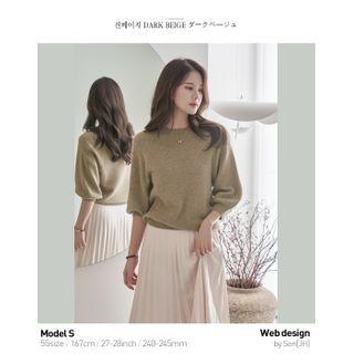 Set Of 2: Raglan Balloon-sleeve Knit Top