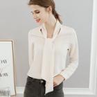Tie-neckline Long-sleeved Blouse