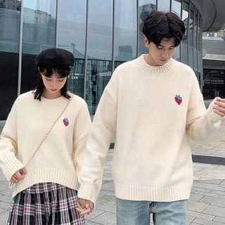 Couple Matching Strawberry Embroidered Sweater