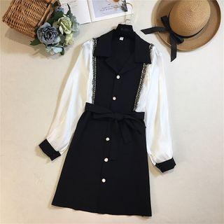 Color-block V-neck Dress