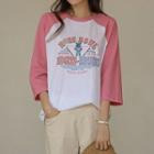 Contrast-raglan Printed T-shirt