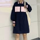 Contrast Trim Paneled Pullover Dress As Shown In Figure - One Size