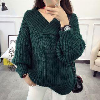 V-neck Thick Sweater