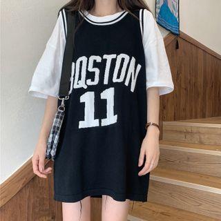 Plain Elbow-sleeve T-shirt / Numbering Tank Top