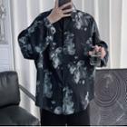 Flower-print Long-sleeve Button-down Shirt