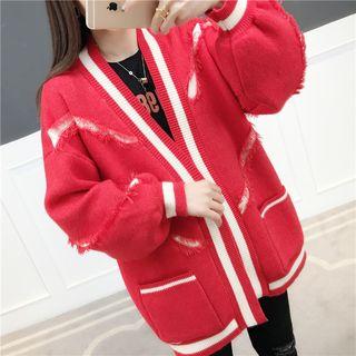 Fringe-trim V-neck Cardigan