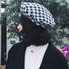 Houndstooth Beret Black & White - One Size