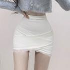 Lace Trim Asymmetrical Mini Skirt
