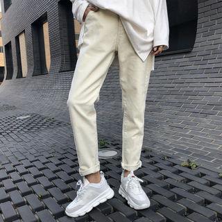 Band-waist Corduroy Tapered Pants