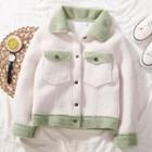 Faux Shearling Color-panel Buttoned Jacket