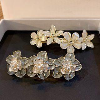 Flower Rhinestone / Faux Pearl Alloy Hair Clip / Set