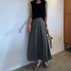 Crew-neck Tank Top / High Waist Midi Skirt