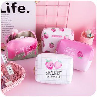 Strawberry Print Zip Pouch