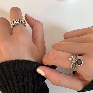 Knot Alloy Ring / Leaf Rhinestone Alloy Ring