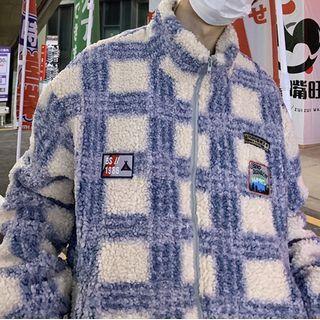 Couple Matching Plaid Fleece Zip-up Jacket