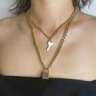 Alloy Lock & Key Pendant Layered Necklace