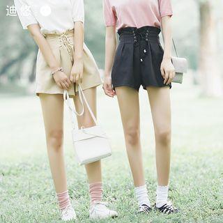 Plain High Waist Wide Leg Shorts
