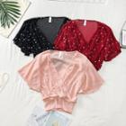 Sequined V-neck Chiffon Top