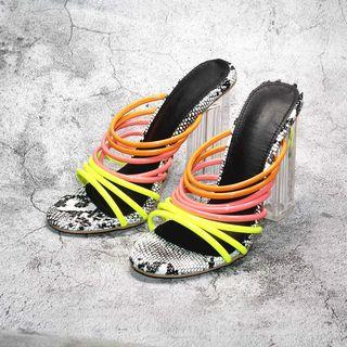 Transparent Block-heel Strappy Slide Sandals