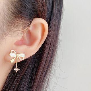 Bow Shell Dangle Earring 1 Pair - Clip On Earring - Gold - One Size