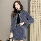 Set: Chain Trim Fleece Jacket + Mini A-line Skirt